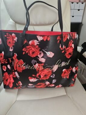 Victoria's Secret Black and Red Roses Tote